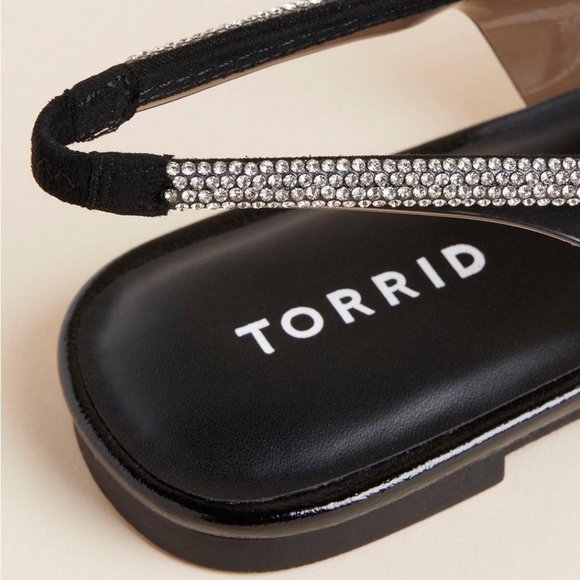 ❤️NWT VINTAGE TORRID SHOES - SLINGBACK RHINESTONE - PRINCESS FLAT WIDE WIDTH - Picture 3 of 15